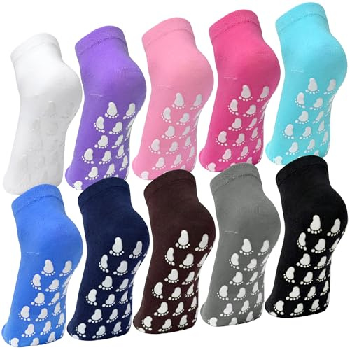 Kevaler 10 Paar Yoga Socken für Damen Baumwolle Anti-Rutsch-Socken Stoppersocken Rutschsocken Antirutsch Sportsocken für Sport Yoga Pilates Gymnastik Krankenhaus Schwangere, 35-42