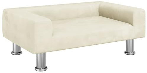 vidaXL Hundebett, Hundekissen mit weicher Polsterung, Hundesofa Hundecouch für kleine Hunde Haustiere, Haustierbett Katzenbett, Creme Samt