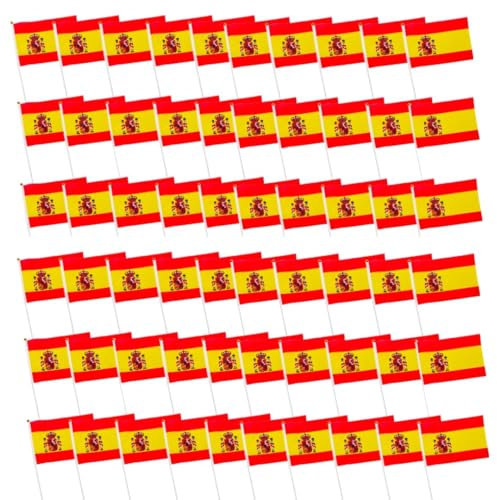 20 Piezas Bandera de España Portátil para el día Nacional - Mini Banderas de Manivela