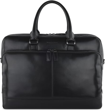bugatti Romano Aktentasche groß mit einem 15 Laptopfach aus hochwertigem Leder in Schwarz