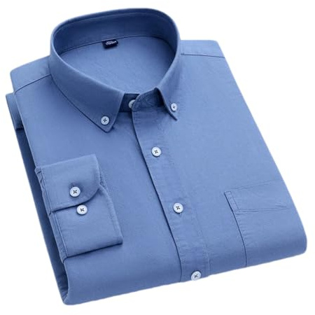 Camisas de algodón para hombre, estilo casual, de manga larga, con cuello de botón, camisa de vestir de negocios con bolsillo en el pecho, T0c17-8, XXL