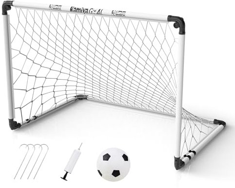 Kamiya Portería de Fútbol para Niños, 60x45cm/90x60cm/115x80cm, Portátil y Plegable para Jardín (115x80cm + Bola)