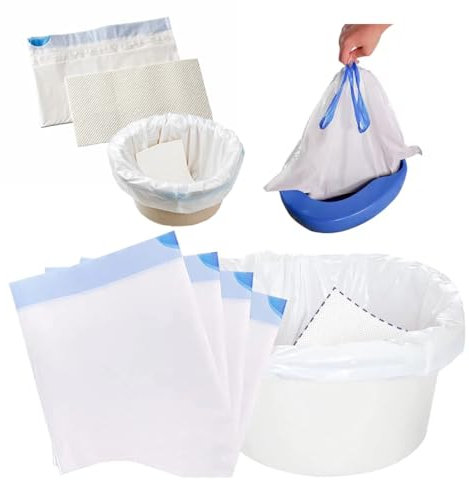 Pack of 40 Commode Liners with Absorbent Pad Odorless | Disposable Bags Super Absorbent, Universal Fit | Suitable for Commodes, Bed Pans, Waste Bags for Commode Chair, Portable Camping Toilet, Bed Pad