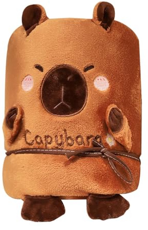 Coperta con cappuccio Capybara | Coperta confortevole in peluche Capybara, coperta a forma di animale divertente, coperta da mantello portatile, coperta da viaggio oversize, coperta con cappuccio
