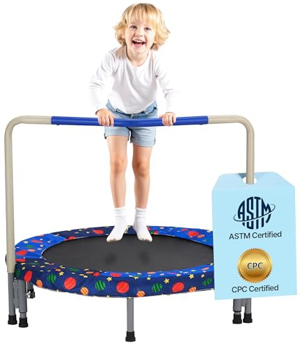 VEVOR Trampolín para Niños para Interiores y Exteriores, Mini Trampolín Plegable con Asa, Trampolín Rebotador para Niños de 3 Años en Adelante, Niños y Niñas para Divertirse, Azul, 955 x 750 mm