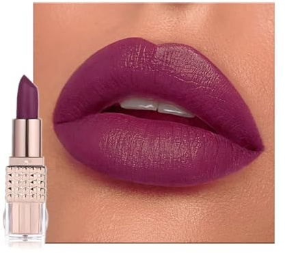 Deep Purple Brown Lip Stick, Fuchsia Lipstick for Women Long Lasting, Matte Lip Balm Waterproof Non-fading Non-Sticky Full-Coverage Lipsticks, Punk Gothic Velvet Lip Gloss Lip Stain