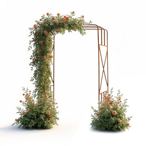Kapaga - Pergola Extérieur 220 cm - Arche de Parc Rustique en Acier Rouillé, Treillis Plante Grimpante, Tonnelle de Parc Stable, Pergola Rosiers, Durable