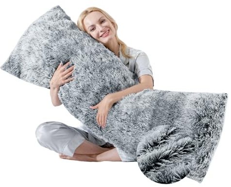 Morbido cuscino per tutto il corpo per adulti, 50 x 137 cm, grande federa per cuscino con memory foam, per letto, grigio, per coccole in gravidanza