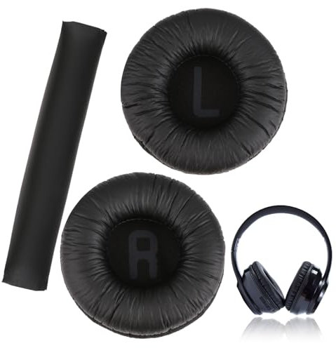 teasteam Cuscinetti auricolari per JBL Tune 450BT 500BT 510BT 520BT E40BT Memory Foam 70 mm Nero