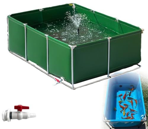 Wujgbnhg Bassin de Jardin, Bassin Poisson preformé, Étang À Poissons en Toile Hors Sol, Piscine Aquarium, réservoir de rétention avec Valve de Vida, Portable Pliable Facile à Installer (3×1.5 m)