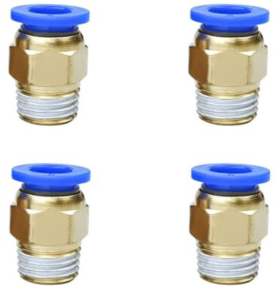 Connecteurs pneumatiques BSPT 1/4, 8 mm OD, Lot de 4, Bronze et Bleu