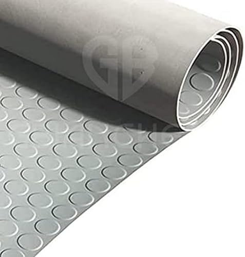 Pavimento in PVC Bollato Antiscivolo Grigio – Tappeto Flessibile e Resistente 1 mm – Rivestimento per Garage, Magazzini, Laboratori – Facile da Pulire (1 m x 60 cm)