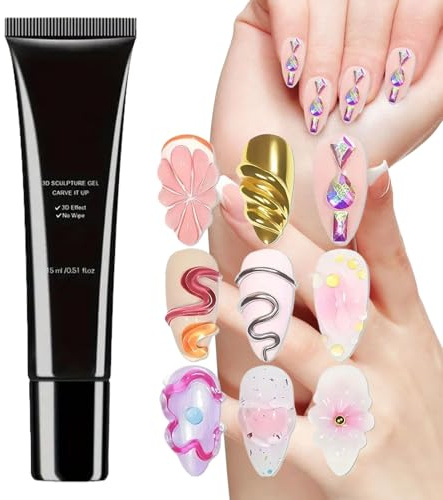 Glue 3D Nail Gel, 3D Nai-l Art Sculpture Gel, 15ml Art Polish, Strong Adhesion And Support, Nai-l Design Decoration Modelling Glue, Durable