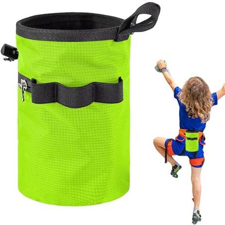 Borsa per gesso per arrampicata su roccia, con cintura regolabile in vita e tasca portaoggetti con cerniera, per palestra, boulder, sport all'aperto, disco, golf, biliardo, bar