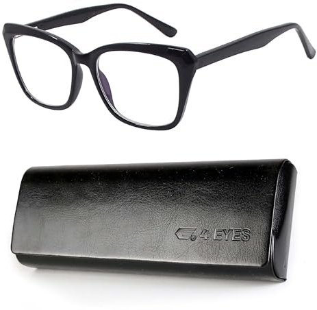 Foureyes 4EYES Occhiali da lettura antiriflesso in CP leggeri e flessibili – Montatura resistente, comfort elevato, per donna FS3832– Custodia in pelle e panno inclusi (NERO, 1.5, Dioptrien)