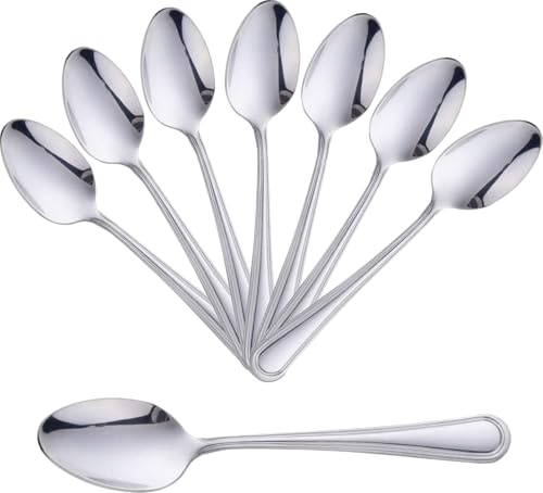 Stainless Steel Tablespoons Set of 8 - Soup, Serving, Table Spoons, Dishwasher Safe, Durable, Mirror Finish, Rust Resistant - Ideal for Home, Restaurants, Parties, Café (8 Table Spoons)