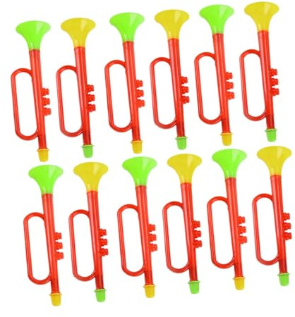 HEMOTON 12 Trompetas de Plástico, Juguetes de Cuerno Pequeños, Accesorios para Animar Fiestas, Herramienta Musical Segura y Color Aleatorio, 12 Piezas