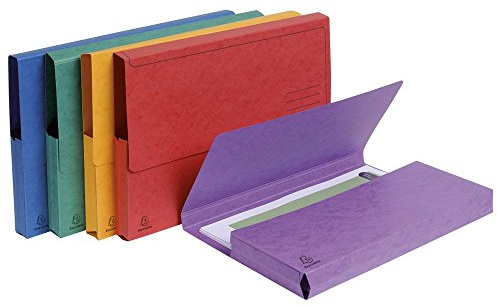 Exacompta - Ref 4790E - Document Wallets - 240 x 320mm in Size, Suitable for A4 Documents, 30mm Expansion Gusset, 300gsm Mottled Pressboard - Assorted Colours (Pack of 5)