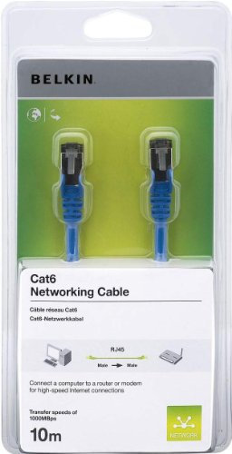 Belkin 10m RJ45 Male to Male CAT6 Snagless Patch Cable - Blue