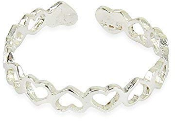 925 Argent Sterling Massif Réglable Cœur Ouvert Bague D'Orteils