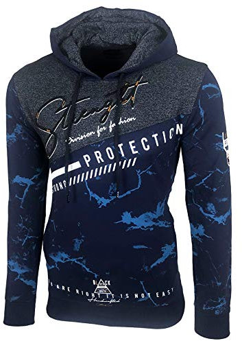 Baxboy Herren Pullover Hoodie Sweatjacke Longsleeve Sweatshirt Jacke Langarm Kapuzenpullover Hoody Sweater 2628, Farbe:Marine, Größe:L