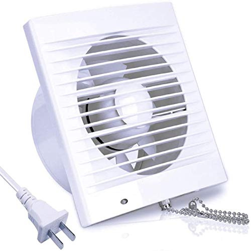 SAILFLO 4 Inch Wall-Mounted Exhaust Fan, 12W Ventilation Extractor with Anti-backflow Check Valve Chain Switch for Window Duct Glass Grow Tent Bathroom Vents - 6×6 Grid Panel - Small Size