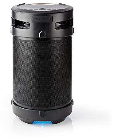 NEDIS Bluetooth® Party Boombox - 3.5 Horas - 4.1-210 W - Reproducción Multimedia AUX/USB - IPX5 - Conectable - Asa de Transporte - Luz de Fiesta - Negro/Plata