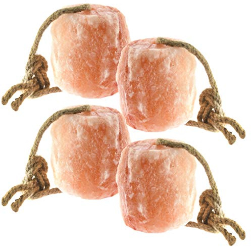 UMAID Himalayan Salt Lick 6 lbs. on Rope for Horses, Deer, Goats, Cow, Sheep, Cattle, Alpacas, and Livestock – Mineral Horse Treats, Natural Himalayan Rock Salt Block for Deer and Horses, 4 Pack