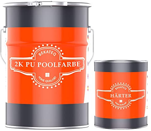 BEKATEQ 2K PU Poolfarbe 10 kg, Achatgrau I Glänzende Schwimmbadfarbe für Poolbecken aus GFK, Polyester, Beton, Stahl, Fliesen I Lack auf PU-Harz Basis, Schwimmbeckenfarbe, Poolbeschichtung LS-405