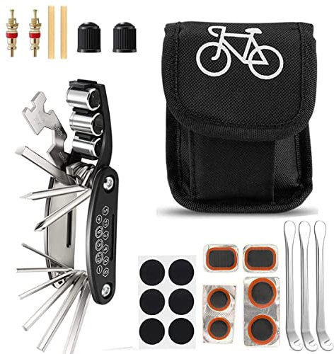 MMOBIEL Fahrrad-Reparatur-Werkzeug - 16 in 1 Multifunktions-Set - Reifenflick-Hebel - Reparatur-Set für Fahrräder