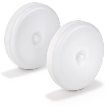 EGLO LED luz nocturna Cascia, set de 2, con detector de movimiento y sensor crepuscular, luces nocturnas de plástico recargables en blanco, IP40