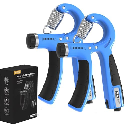 U-VKK Entraîneur de main, set de 2 Entraîneur d'avant-bras, poignée 5-60 kg, Entraîneur d'avant-bras de main, Grip Force de préhension (Bleu)