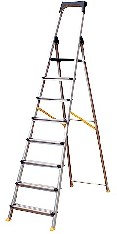 Trade Master Pro® Platform Step Ladders | Heavy Duty Aluminium | Folding Ladder | Non-slip | 150kg Weight Rating | EN131 Certified (8 Step)