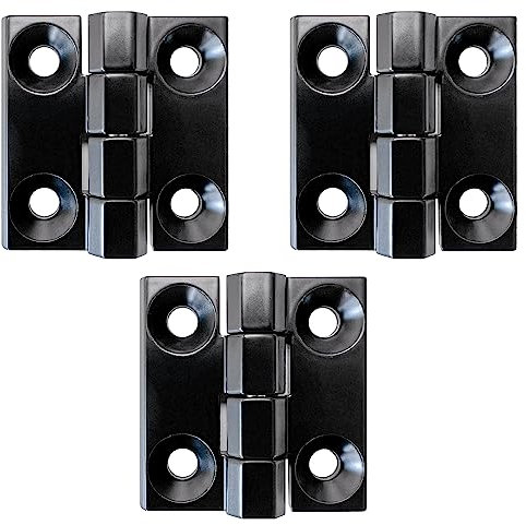 3x Haasweller Schwerlastscharnier 40x40mm Metallscharnier Scharnier Schwarz Zink-Druckguss strukturmatt Stärke 6-8 mm