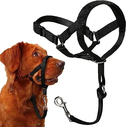 Voarge Dog Muzzle, Dog Head Collar with Safety Strap, Head Halter Collar for Dogs, Adjustable and Easily Control, for Small Medium and Large Dogs, L