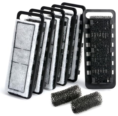 NICREW Slim Aquarium Filter Cartridges (6 pcs) with Intake Sponges (2 pcs)