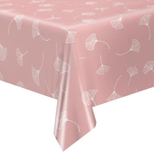 QPC Direct Dandelion Linen Effect PVC Oilcloth Table Cover Vinyl Tablecloth (Blush Pink, 140 x 100cm Rectangle)