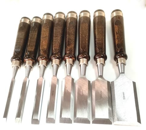 LZM-DIEWLEI Wood Chisel Set 8 Pieces Woodworking Chisels 6mm 50mm Firmer Chisel Set Woodworking Hand Tools Mortise Chisel Set