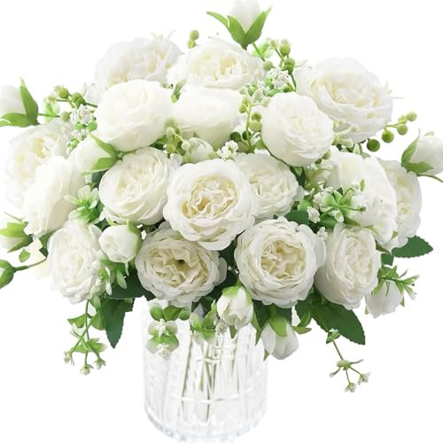 HNNFMY Artificial Flowers Silk Flower Bouquets for Wedding Party Table Centerpieces Floral Arrangement Home Kitchen Decor