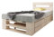Lermowood Palettenbett M2 aus Holz 80 x 200 cm Natur mit Kopfteil und 2 Bettkästen Holzbett 40cm Stabiles Seniorenbett Kinderbett Jugendbett Gästebett erhöhtes Bettgestell Futon Komforthöhe Naturholz
