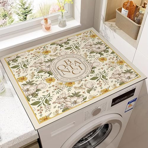 YeahBoom Housse de Machine à Laver,60x60 cm Tapis de Protection Antidérapant pour Dessus de Machine à Laver,pour Machine à Laver,Sèche-Linge,Cuisines,Salles de Bains,Camping Cars