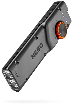 NEBO Edge 2K Pocket Torch – 2,000 Lumens Rechargeable LED Flashlight with Dynamic Dial and 5 Light Modes, USB-C Charging, IPX6 Water & Impact Resistant – Compact EDC Light for Tactical & Everyday Use