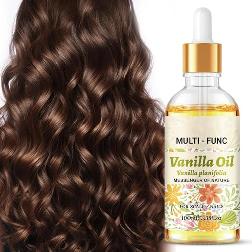Olio alla vaniglia per capelli e cuoio capelluto, 100 ml, olio nutriente ad assorbimento rapido per capelli secchi, doppie punte e cura delle cuticole, formula non grassa e leggera con profumo di
