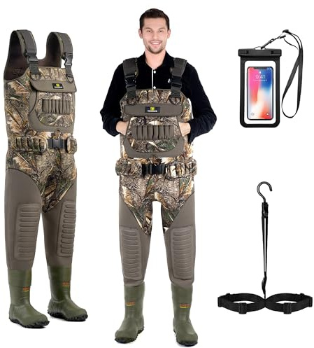 Trudave Men's Chest Waders, Fishing & Hunting Waders for Men, 4.5mm Waterproof Neoprene Camo Wader with 600G Insulation Non Slip Boot