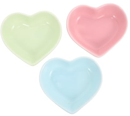 Abaodam 3 pezzi Ciotole in Ceramica per Criceti e Roditori Forma Cuore Facili da Pulire Contenitori per Cibo e Acqua per Piccoli Animali Domestici Colori Pastello Rosa Verde Blu