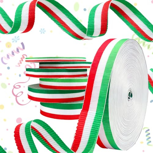 dcas Nationalband, presentband Italien, rött vitt och grönt band, italiensk flagga patriotiskt band, flerfärgat band av polyester (1,5 cm, 50 m)