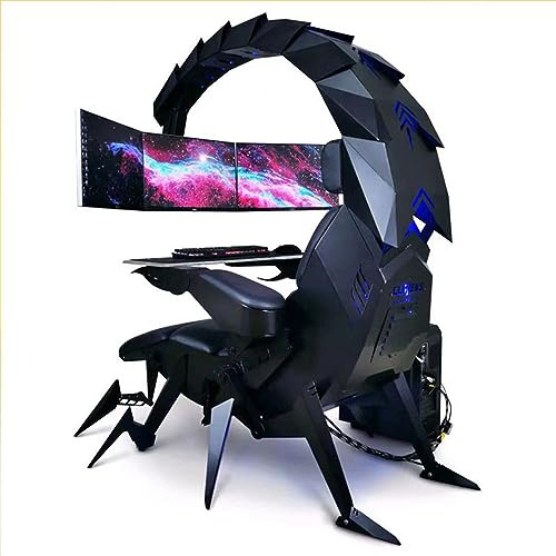 Silla ergonómica para videojuegos, con LED RGB, ajustable, giratoria, de ciencia ficción, para carreras de deportes electrónicos, hogar, oficina, comodidad
