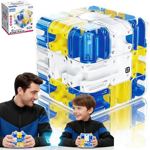 Tiusixsy Grande Cubo Labirinto 3D, Giocattolo Stimolante per il Cervello, Giocattolo Labirinto di Biglie 3D, Sviluppo Logico Antistress, per Bambini e Adulti, Famiglia e Amici