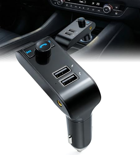 LuxBlue Bluetooth Car Adapter 5.0, Car Bluetooth Transmitter FM with QC 3.0 & PD 20 W Charger, Cars Radio Bluetooths Transmitter Speaker, Cars Phone Kit Bluetooths Support Hands Free Calling, U Disk