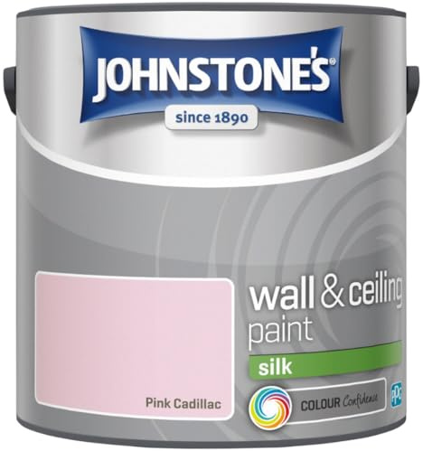 Pink Cadillac Johnstone’s Wall & Ceiling Silk Paint 2.5L – Smooth Silk Finish, Excellent Coverage, Quick Dry, Low Odour Interior Paint for Walls & Ceilings